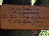 It is essential to experience all the times and moods of one good place. T Merton